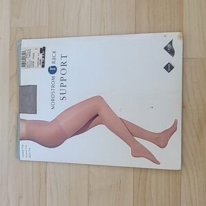Nordstrom Rack Support Pantyhose Control Top Sheer Toe Suede Taupe Size C